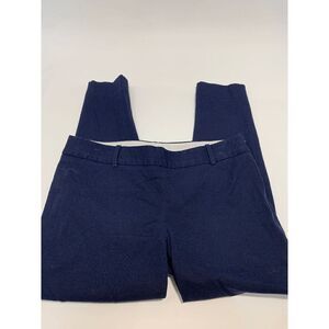 J. Crew Women's Flat Front Mid Rise Tapered Chino Navy Pants Size 10